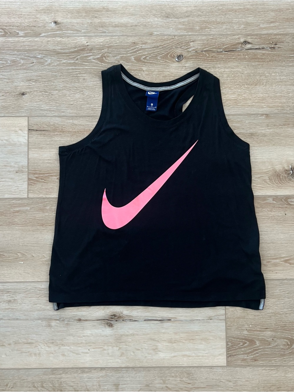 Vintage Nike Black Tank Top with Neon Pink Swoosh